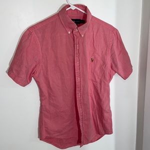 Ralph Lauren Pink Chambray Oxford Short Sleeve Shirt (Slim Medium)